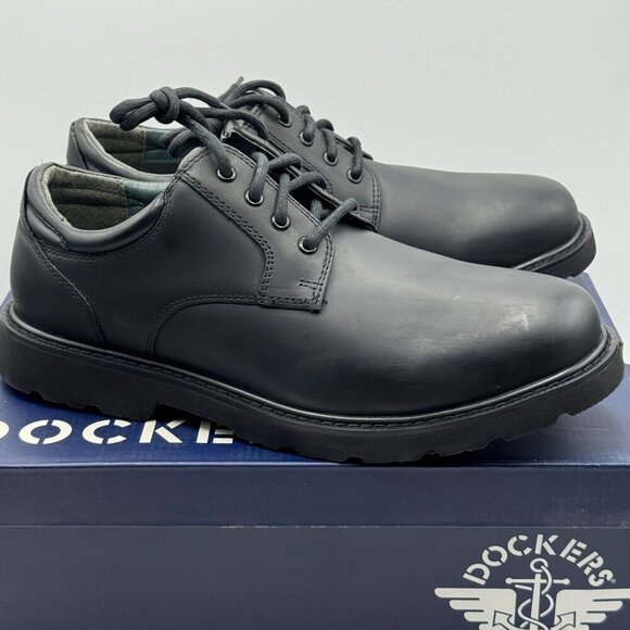 Dockers Shelter Black Leather Lace-Up Oxford Shoes Oil Resistant Non-Slip 12 M - Picture 1 of 11
